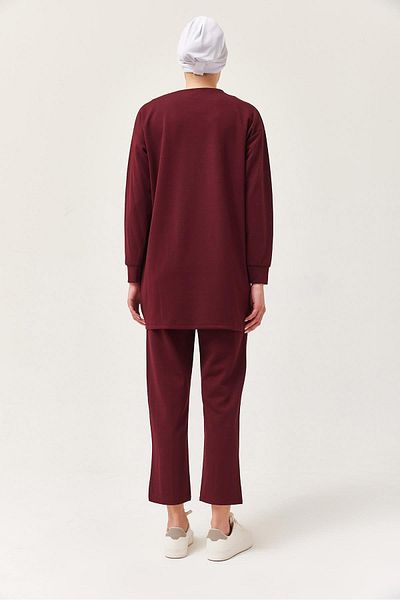 CALİENTE Women's Cross Striped Double Suit Claret Red