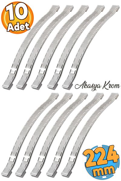 Badem10 Acacia Chrome 224 Mm - 22,4 Cm Mobilier Metal Sertar Bucătărie Dulap Dulap Mâner Mâner 10 Bucăți