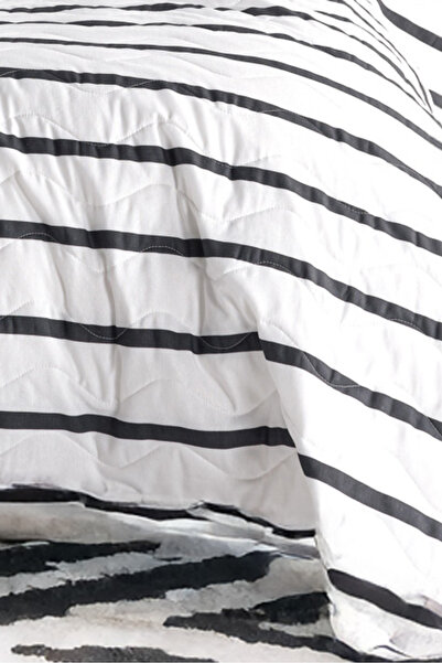 UPSTYLE Kapitone Yatak Örtüsü Seti Tek Kişilik Funny Siyah