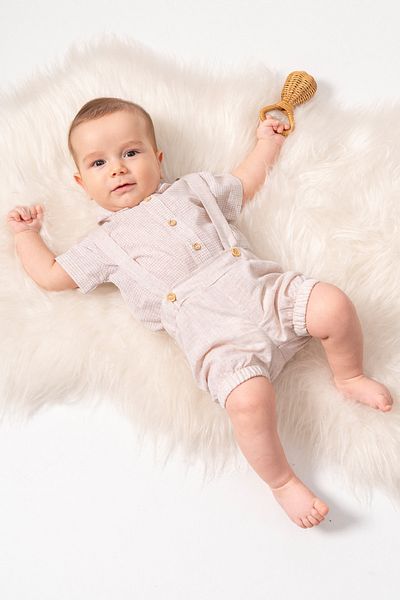 Cassiope Strappy Shorts Jumpsuit and Short Sleeve Shirt Summer Holiday Baby Boy Salopet Set