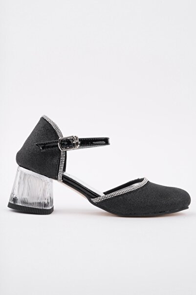 MUGGO Else Ankle Strap Glittered Girl's Low Heeled Shoes