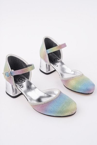 MUGGO Else Ankle Strap Glittered Girl's Low Heeled Shoes