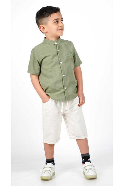 Katre Boy's Shirt and Linen Capri 2-Piece Suit