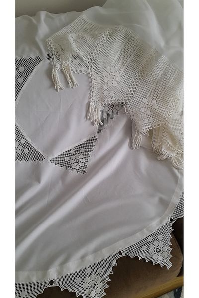 Papatyam 145cm Hand Knitted |   Half Century Table |   Tulle Curtain |   Team |   Handcrafted Lace/Cotton