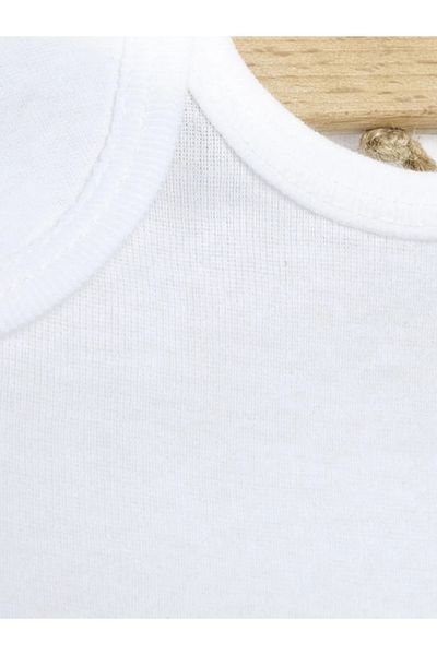 mixibaby Mixi Baby Cotton White Snap Fastener Short Sleeve 5-Piece Crew Neck Baby Body Set