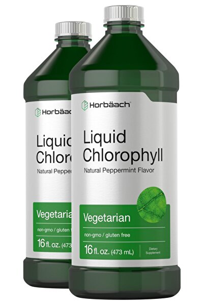 Horbäach قطرات الكلوروفيل السائلة | 100 ملجم | 32 أونصة | نعناع | نباتي، غير ...