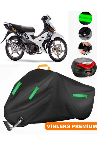 MotoEN Vinlex Black Modenas Gt135 Rear Bag Compatible Motorcycle Tarpaulin Luxury Quality (Lock Compatible)