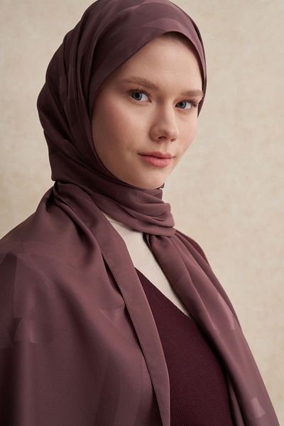 carell Cotton Silk Dark Rose Dried Shawl - C Pattern Monogram