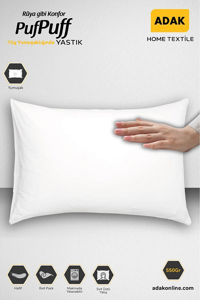 adak Puff Puff Roll Pack Fiber Pillow 50X70 cm 550 Grams
