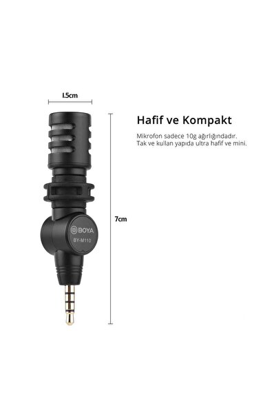 BOYA BY-M110 Kompakt 3.5mm Telefon Mikrofonu