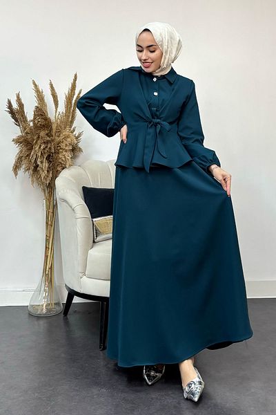 Tesettür Diyarı Σετ Hijab Crepe με λεπτομέρεια με πέτρινο κουμπί
