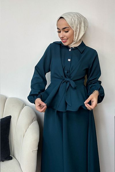 Tesettür Diyarı Σετ Hijab Crepe με λεπτομέρεια με πέτρινο κουμπί