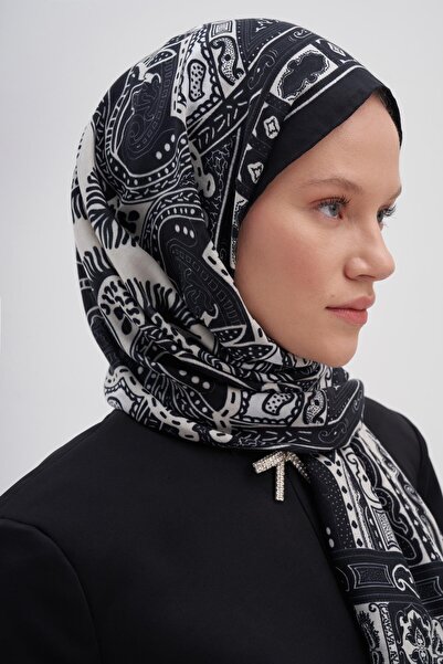 carell Deep Black Early Silk Shawl