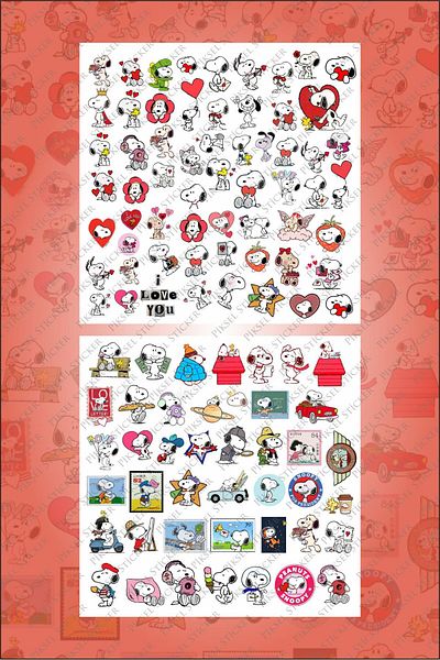 Piksel Grafik Snoopy Anime Sticker Set - Pen, Laptop Notebook and Water Bottle Sticker 100 Pieces
