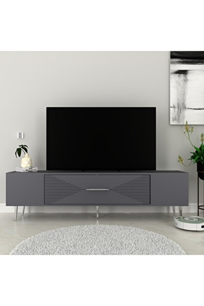 zerkaconcept Motif Tv Sehpası Tv Ünitesi Antrasit Gümüş 150 cm