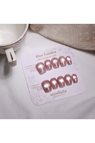 wow kutu 150523 M Beden Şeffaf Kedi Gözü Simli Protez Jel Takma Tırnak Ve Aksesuarlar