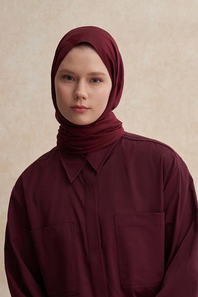 carell C Pattern Monogram Cotton Silk Shawl Dark Burgundy