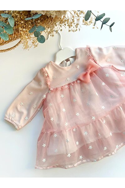 PİTABABY Daisy Elbise Çiçek Nakışlı Tül Kız Elbise