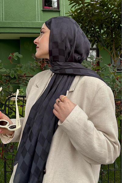 carell Dama Jakar - Italian Silk Ahyabe's Choice Anthracite Shawl