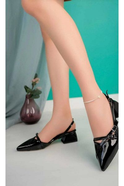 loverise Black Patent Leather Women's Heeled Shoes