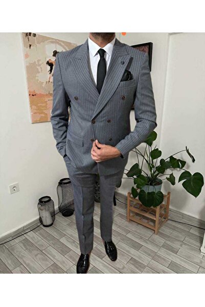 CXFASHİON Kruvaze Çizgili Takım Elbise