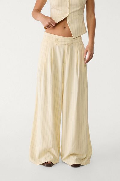 Stradivarius Flowing linen blend trousers with darts