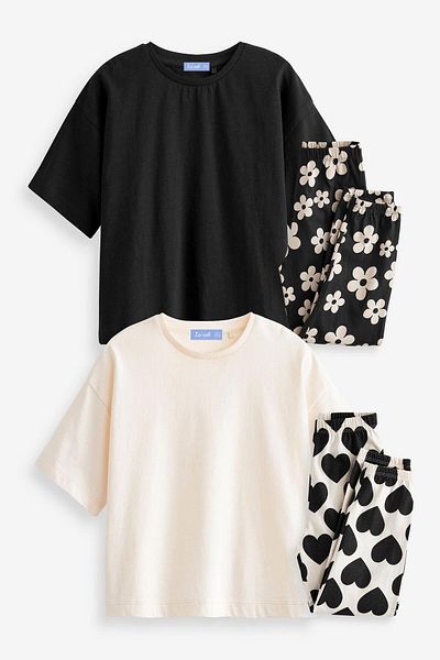 Magu Girl's Oversize T-Shirt and Patterned Leggings Set – Double Combination Set