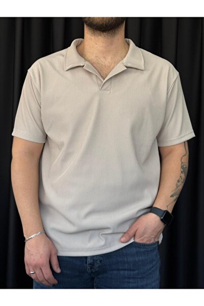 Altamira Ανδρικό μπλουζάκι με μπεζ ριγέ γιακά πόλο