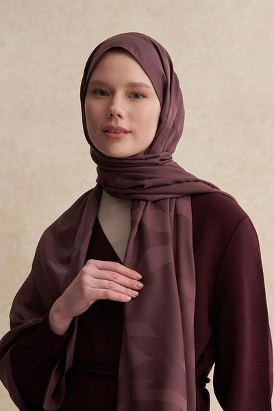 carell Cotton Silk Dark Rose Dried Shawl - C Pattern Monogram