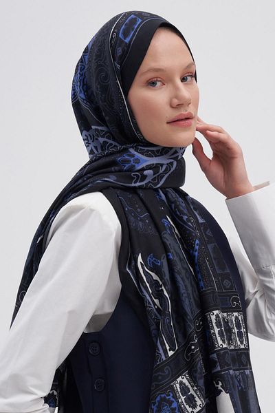 carell Deep Indigo - Silk Shawl
