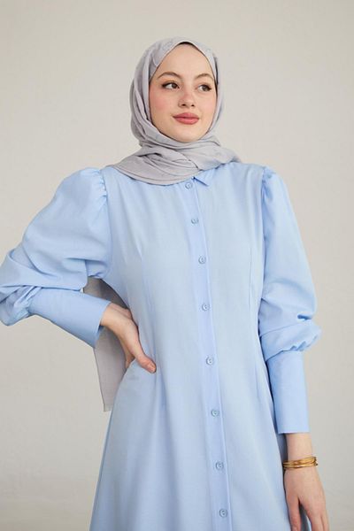 ModaAyşeli Turquoise Dress - Buttoned Ay333