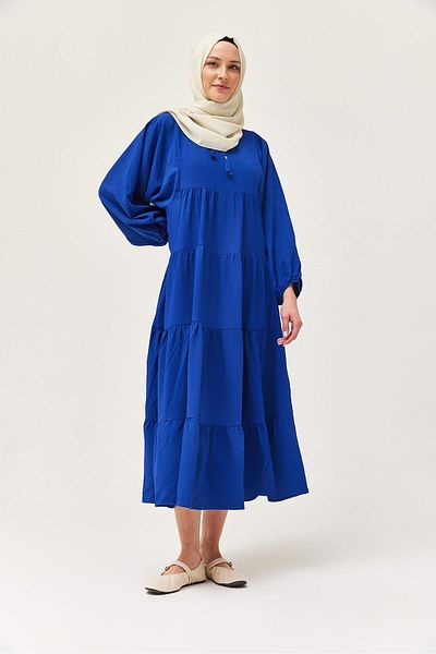 CALİENTE Μοντέλο φόρεμα με κορδόνι με γιακά Navy Blue