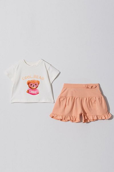 KIPIRIK BABY Girl's Crochet Teddy Bear Patterned Shorts Suit