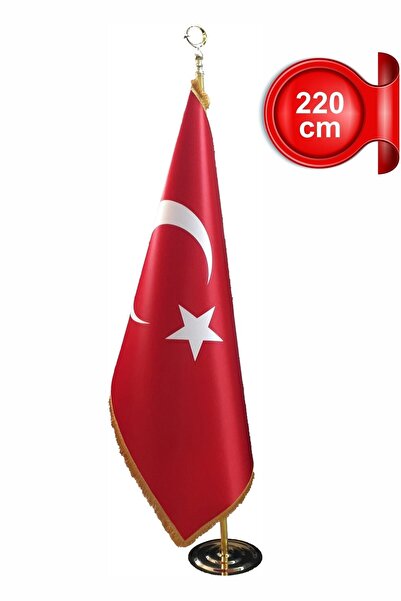 dakik reklam Makam Türk Bayrağı Seti Sarı Direkli 220cm Sarı Direkli Gold Varak Sarı Saçaklı