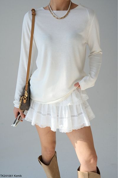 Lupies Women's Wide Collar Basic Slim Knitwear Blouse