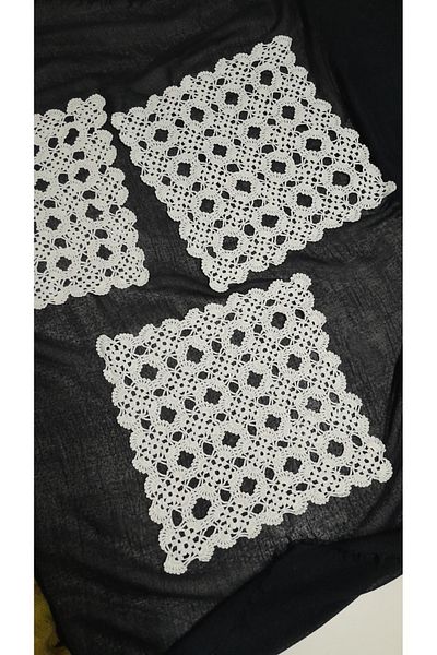 Papatyam 2Pcs 25X25 & 1Pcs 25X19 Hand Knitting Crochet - Lace / Vintage / Dowry Lace / Cotton Rope