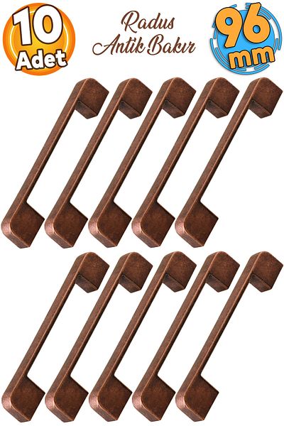 Badem10 Radus Antique Cupru antic 96 mm Mobilier metalic Sertar de bucătărie Mâner dulap Mâner 10 buc