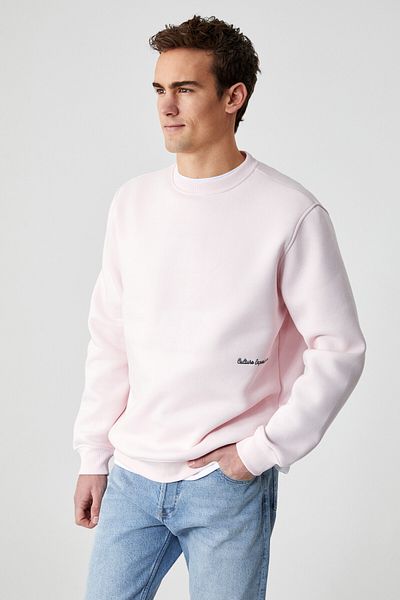 GRIMELANGE Dane Men's Organic Fabric Soft Pink Sweatshirt