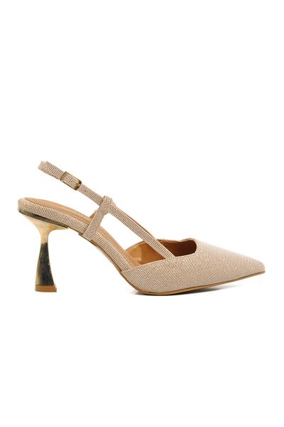 AYAKMOD Beige Glitter Women's Evening Dress Shoes 459158   Z