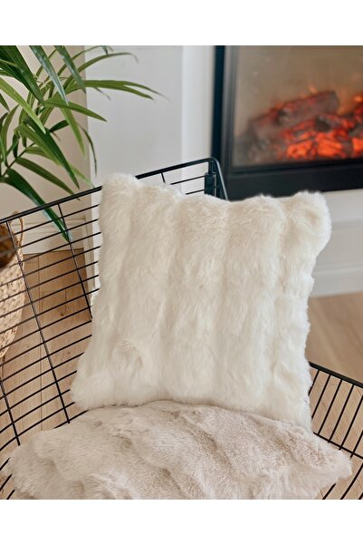 Hestia Home Bubble Kırlent Kılıfı - Tavşan Tüyü - Çift Taraflı ve Gizli Fermu...