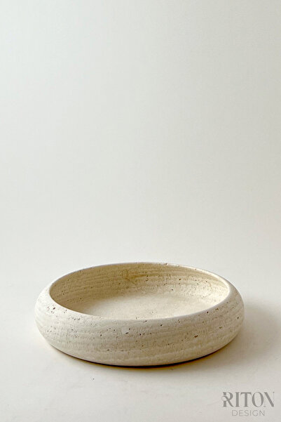RİTON El Yapımı Traverten Yuvarlak Tabağı Sophia | Doğal Taşın Güzelliği Ve M...