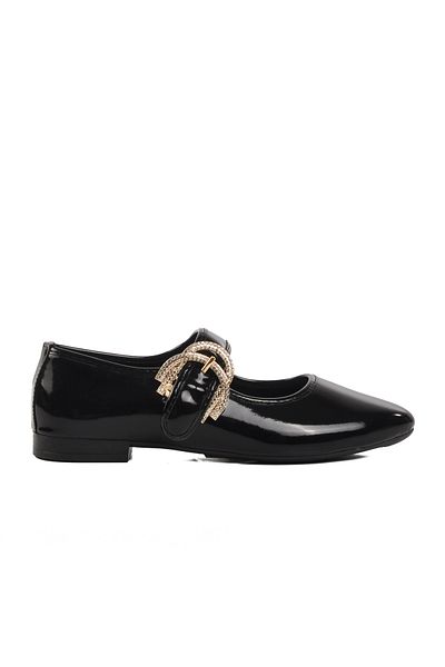 AYAKMOD Black Patent Leather Stone Lightweight Women's Evening Dress Shoes 354156   Z