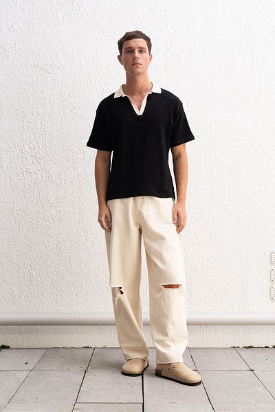GIESTO Μαύρο T-Shirt Polo Neck