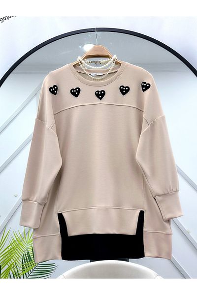 YEDİLALE Pearled Heart Turquoise Tunic