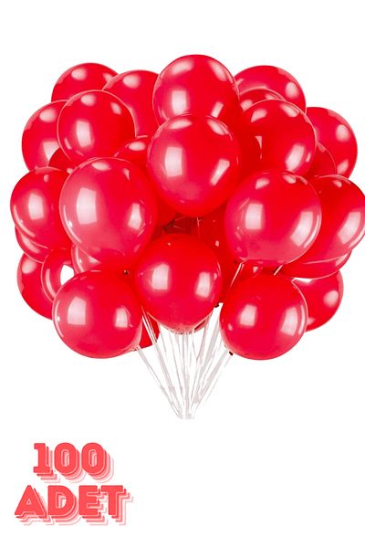 Baloncu Dede Red Balloon 100 Pieces Helium Compatible Balloon Lover and Special Day Balloon