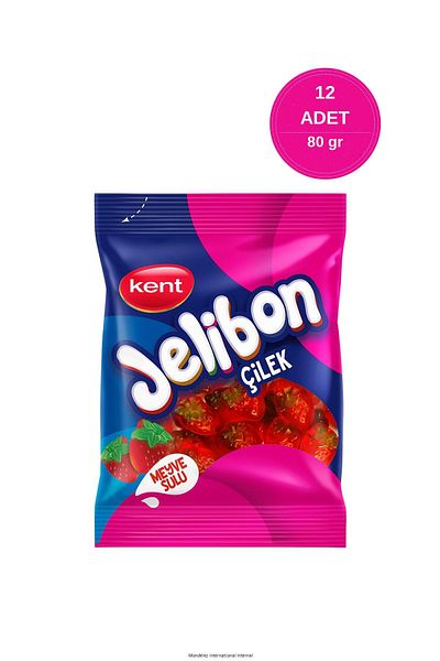 Jelibon Strawberry Flavored Soft Confectionery 80 Gr - 12 Pieces
