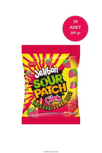 Jelibon Sour Patch Strawberry Flavored Soft Confectionery 160 Gr - 10 Pieces