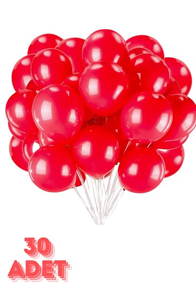 Baloncu Dede Red Balloon 30 Pieces Helium Compatible Balloon Lover and Special Day Balloon
