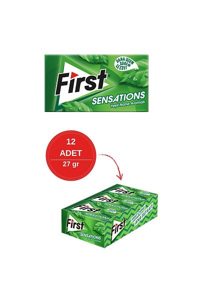 First Sensations Green Mint Flavored Chewing Gum 27 Grx 12 Pieces