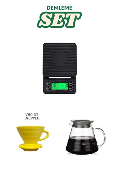 HUBBYCHEF Kahve Demleme Seti Dripper Kahve Terazisi 3 kg 0.1 gr